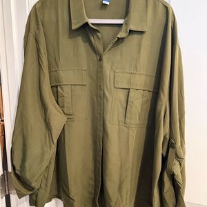 Old Navy Olive Casual Button Down Shirt